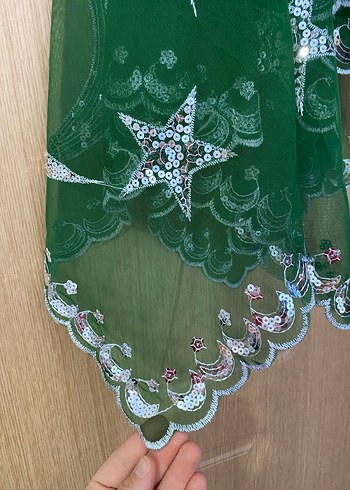 Dantel Detaylı Parlak Yeşil  Şal - Görsel 2