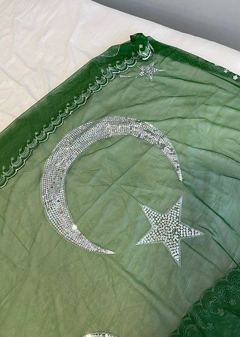 Dantel Detaylı Parlak Yeşil  Şal - Görsel 6