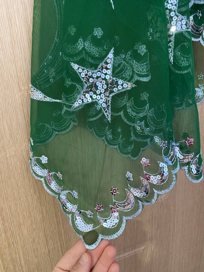 Dantel Detaylı Parlak Yeşil  Şal - Görsel 2