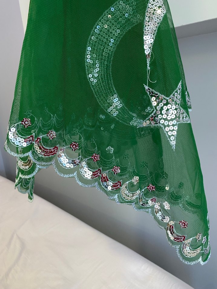 Dantel Detaylı Parlak Yeşil  Şal - Görsel 3