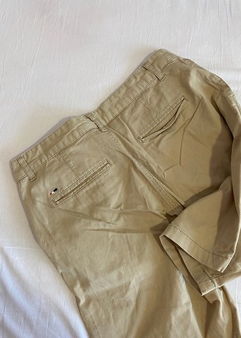 Düğmeli Bej  Keten Pantolon - Görsel 5