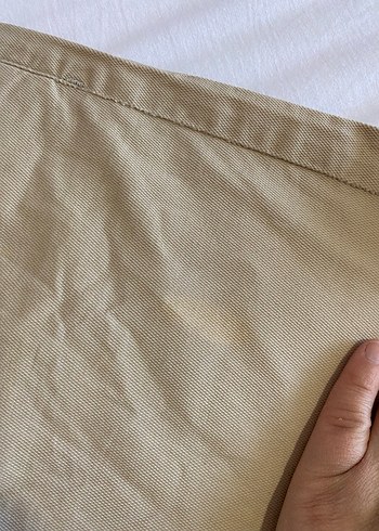 Düğmeli Bej  Keten Pantolon - Görsel 3