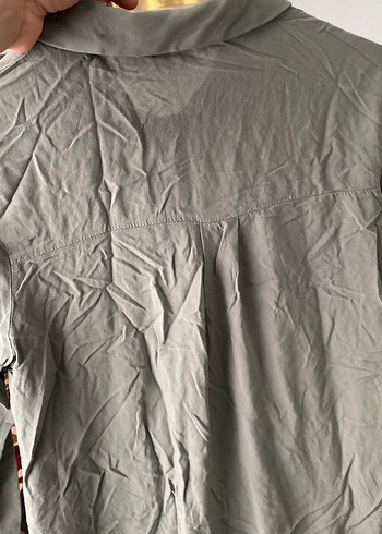 Gri Uzun Kollu Keten Kadın Gömlek - Görsel 6