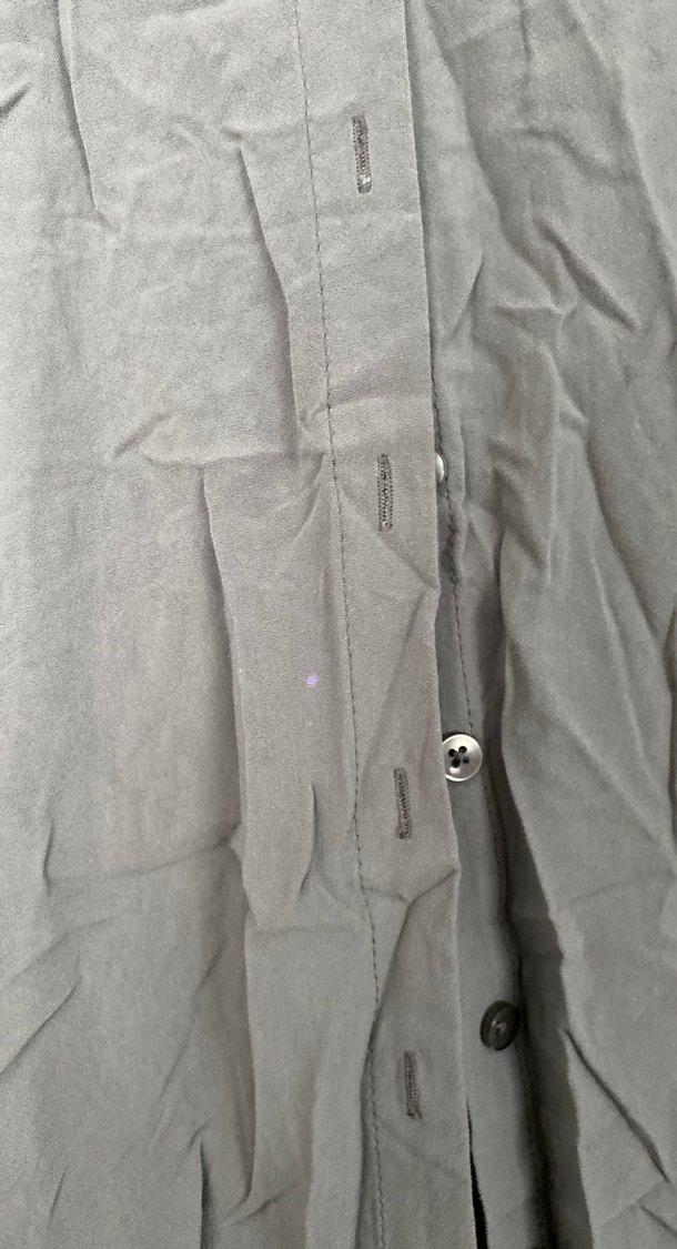 Gri Uzun Kollu Keten Kadın Gömlek - Görsel 5