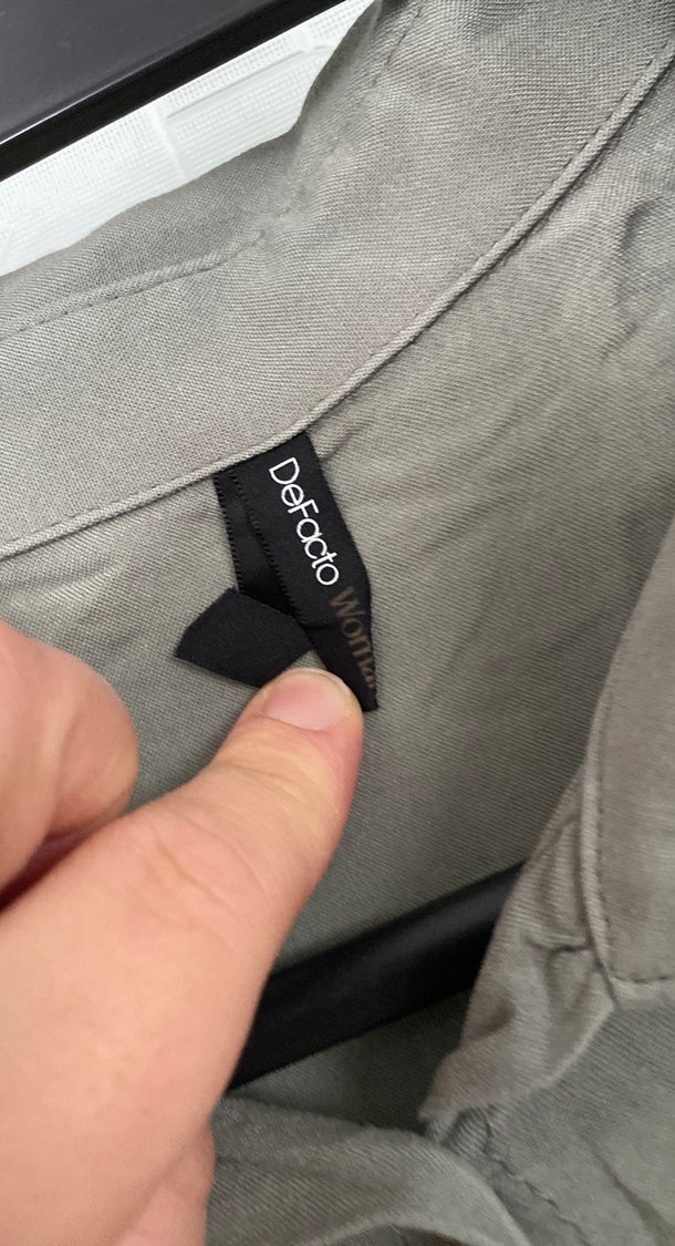 Gri Uzun Kollu Keten Kadın Gömlek - Görsel 3