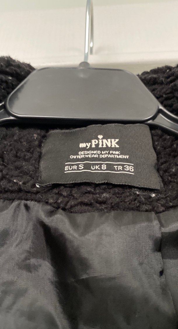 Siyah Kadın Peluş Midi Kaban - Görsel 3