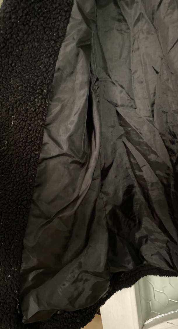 Siyah Kadın Peluş Midi Kaban - Görsel 4