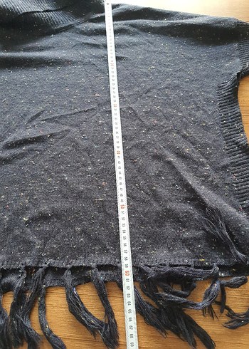 Bohem Tarz lacivert Yün Kadın Boğazli panço - Görsel 4