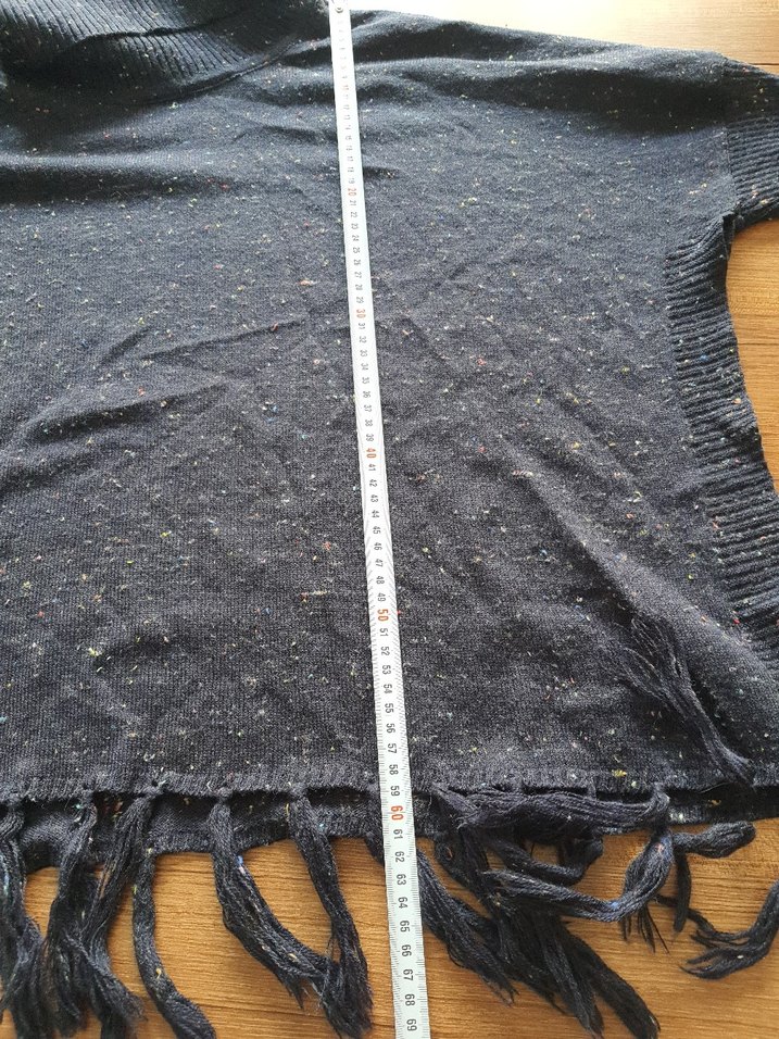 Bohem Tarz lacivert Yün Kadın Boğazli panço - Görsel 4