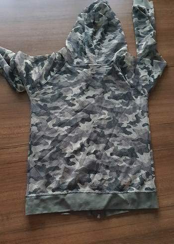 Kız Çocuk Kamuflaj Kapüşonlu hırka - Görsel 2