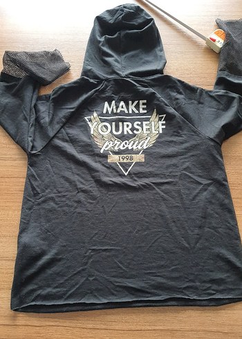 Kadın Siyah Kapüşonlu Uzun Kollu Sweatshirt - Görsel 2