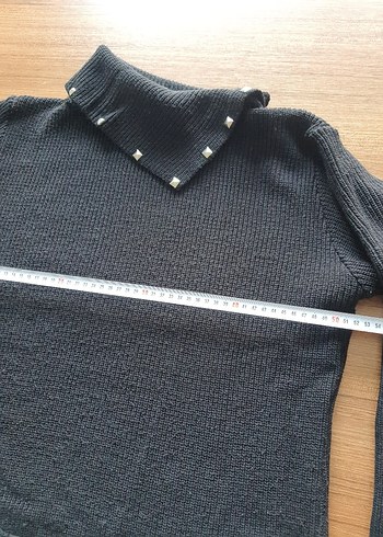 Tokalı Boğazlı Siyah Kadın Kazak - Görsel 5