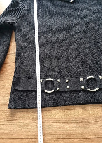 Tokalı Boğazlı Siyah Kadın Kazak - Görsel 6