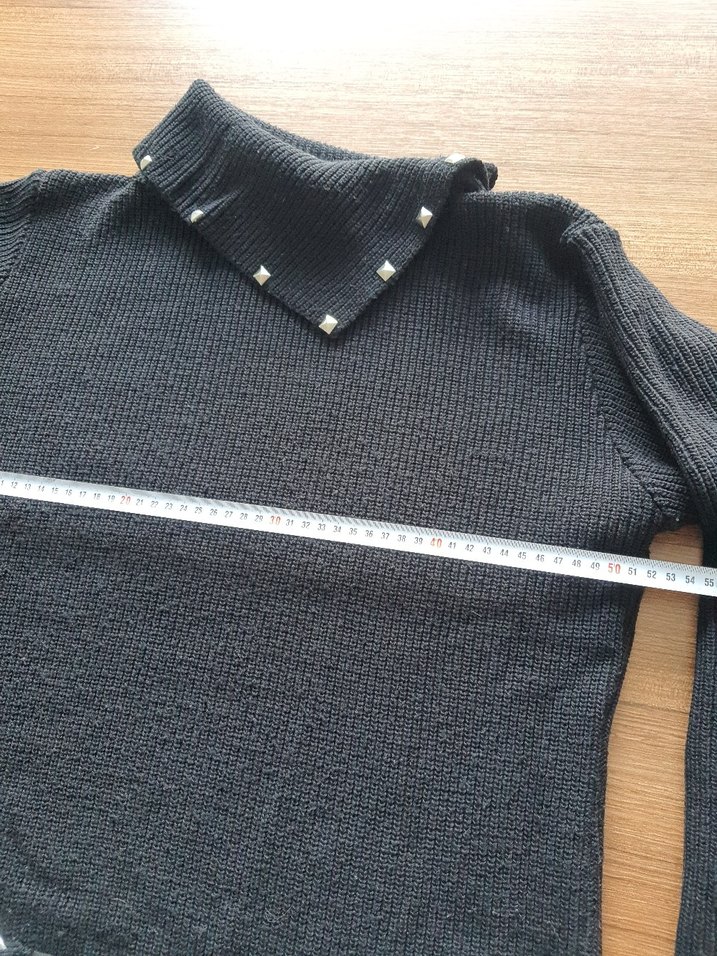 Tokalı Boğazlı Siyah Kadın Kazak - Görsel 5