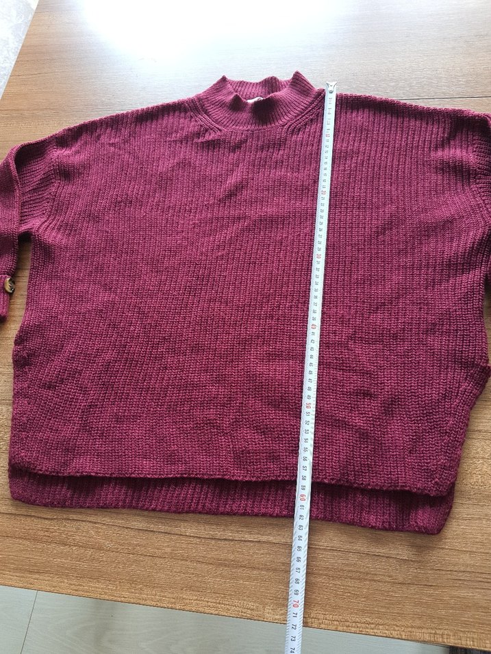 Bordo Kadın Örgü Basic Kazak - Görsel 3