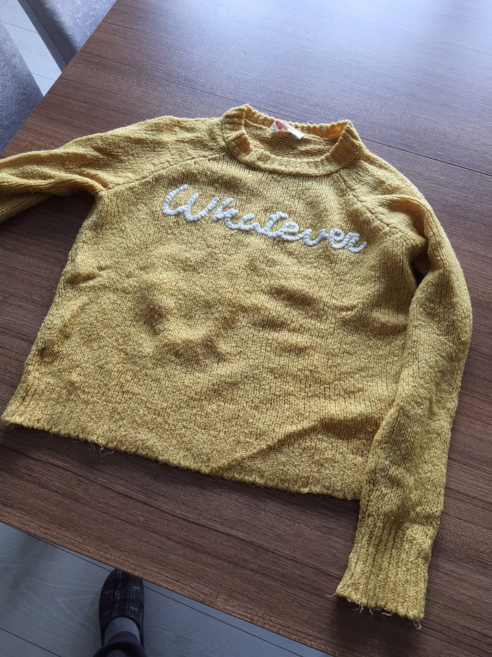 Sarı Triko Kadın Kazak Uzun Kollu - Görsel 2