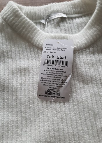 Kadın Beyaz Örme Uzun Kollu Kazak - Görsel 3