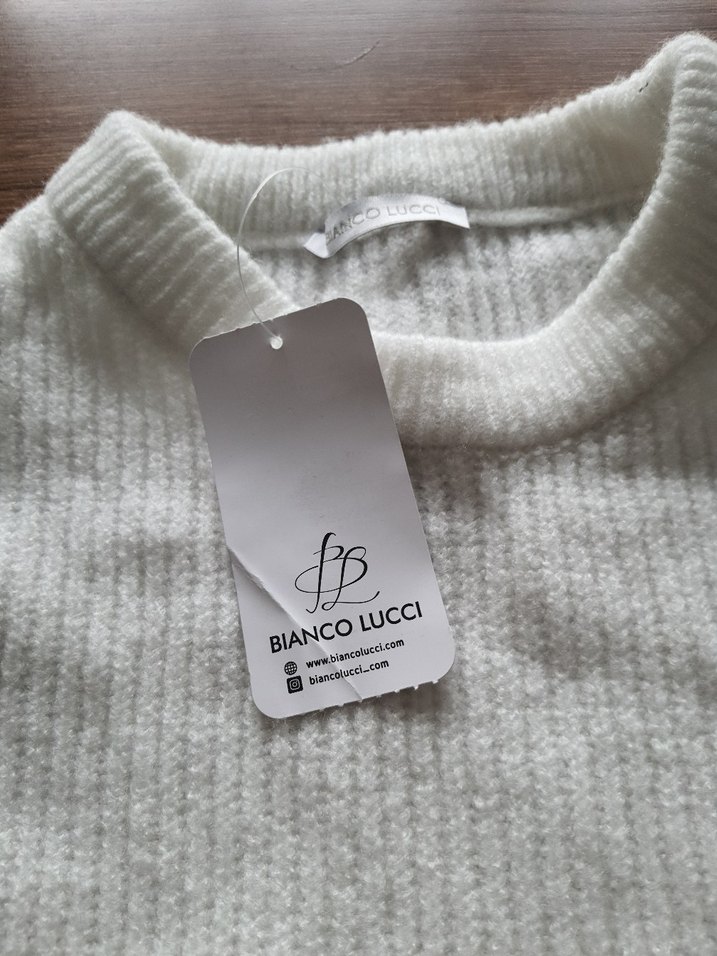 Kadın Beyaz Örme Uzun Kollu Kazak - Görsel 2