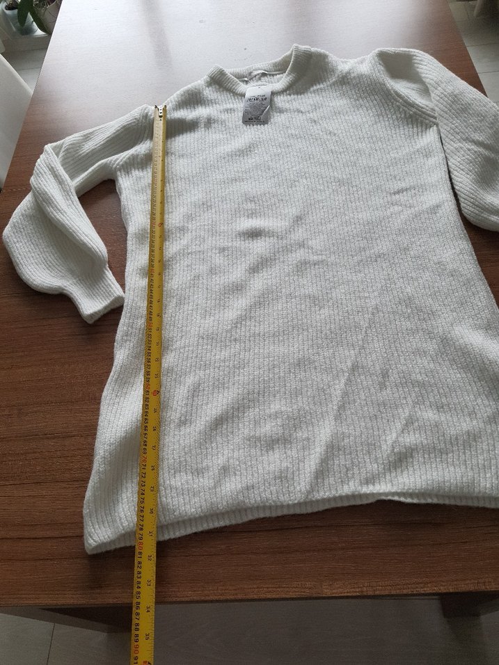 Kadın Beyaz Örme Uzun Kollu Kazak - Görsel 4