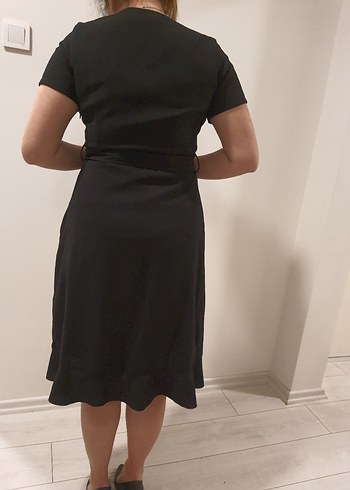 Siyah Fırfırlı V Yaka Uzun Kadın Mezuniyet Elbisesi - Görsel 6
