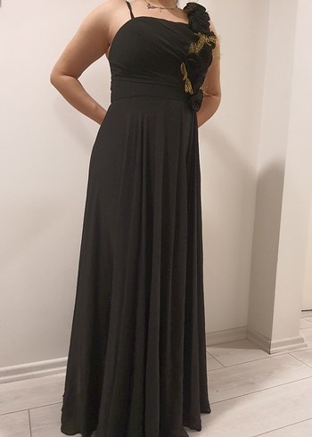 Siyah Straplez Gotik Uzun Abiye Elbise - Görsel 5