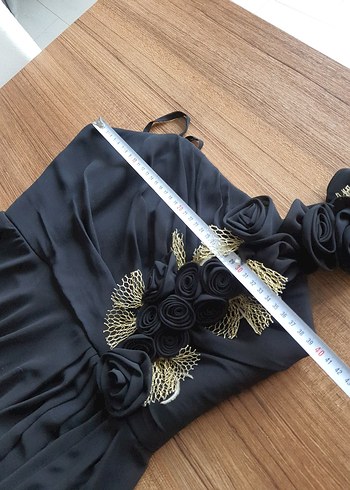 Siyah Straplez Gotik Uzun Abiye Elbise - Görsel 3