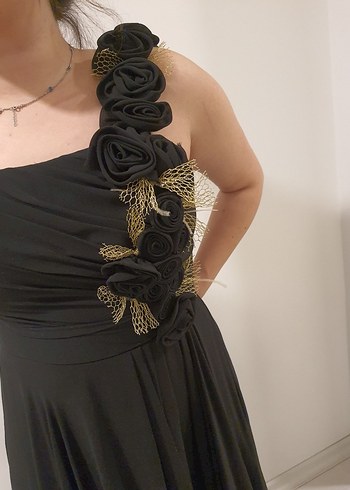 Siyah Straplez Gotik Uzun Abiye Elbise - Görsel 6