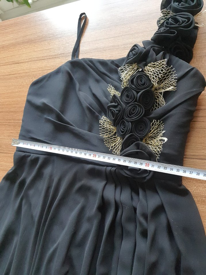 Siyah Straplez Gotik Uzun Abiye Elbise - Görsel 2