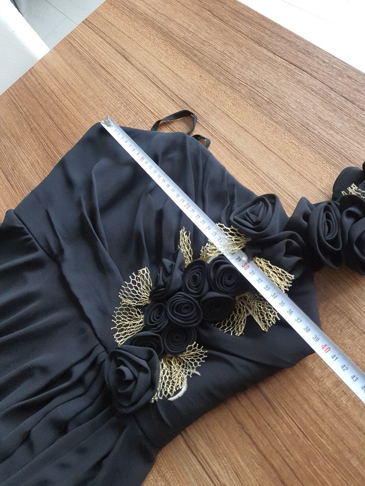 Siyah Straplez Gotik Uzun Abiye Elbise - Görsel 3