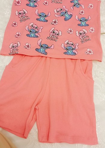 Pembe Baskılı Kısa Kollu Bebek Kız Takımı