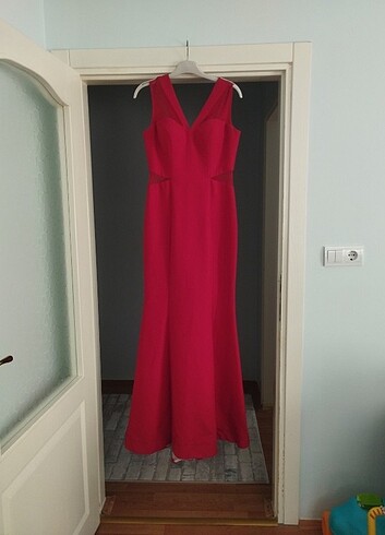 l Beden kırmızı Renk Balık model abiye