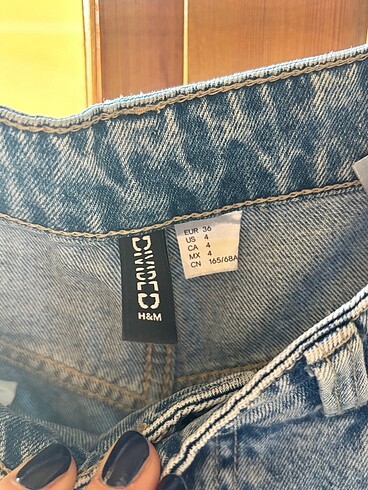 34 Beden mavi Renk h&m yüksek bel pantolon