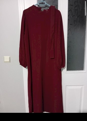 Bordo Uzun Kollu Salaş Kadın Elbise - Görsel 2