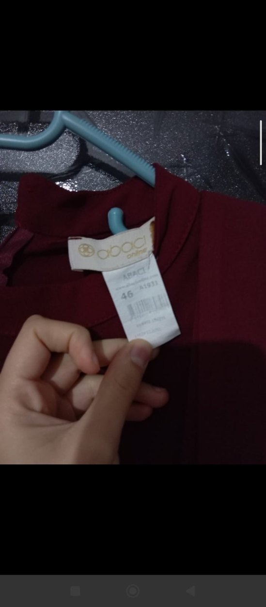 Bordo Uzun Kollu Salaş Kadın Elbise - Görsel 3