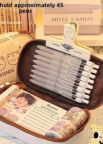 Sevimli Köpek Kanvas Geniş Büyük Y2k Kpop Kalem Kutusu Kalemlik - Görsel 8