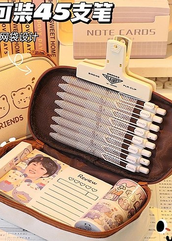 Sevimli Köpek Kanvas Geniş Büyük Y2k Kpop Kalem Kutusu Kalemlik - Görsel 3