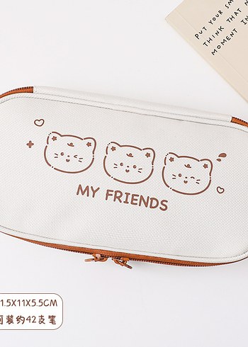 Sevimli Köpek Kanvas Geniş Büyük Y2k Kpop Kalem Kutusu Kalemlik - Görsel 2