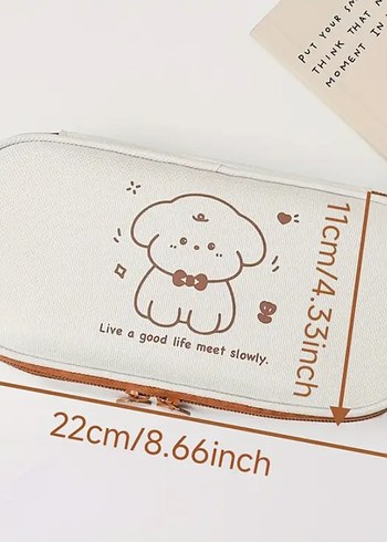 Sevimli Köpek Kanvas Geniş Büyük Y2k Kpop Kalem Kutusu Kalemlik - Görsel 6