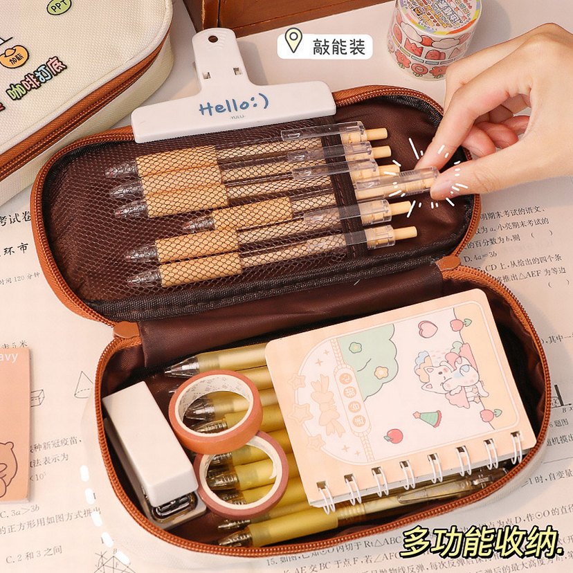 Sevimli Köpek Kanvas Geniş Büyük Y2k Kpop Kalem Kutusu Kalemlik - Görsel 4