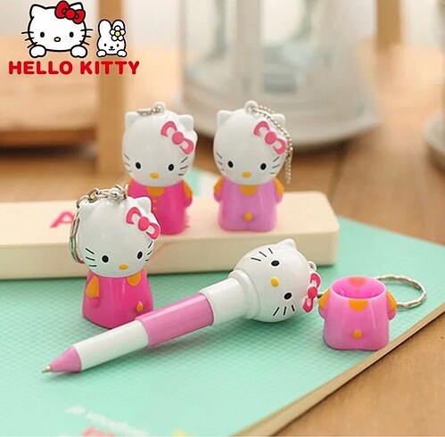 Sanrio hello kitty anahtarlık kalem tükenmez kalem fiğür