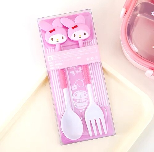 Beden pembe Renk Sanrio Kuromi My Melodi Melody Kore Karekter Figür Çatal Kaşık S