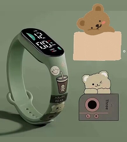 Kawaii Teddy Bear Cute Sevimli Ayı Ayıcık Dijital Led Kız Erkek  - Görsel 2