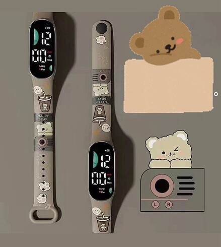 Kawaii Teddy Bear Cute Sevimli Ayı Ayıcık Dijital Led Kız Erkek  - Görsel 2