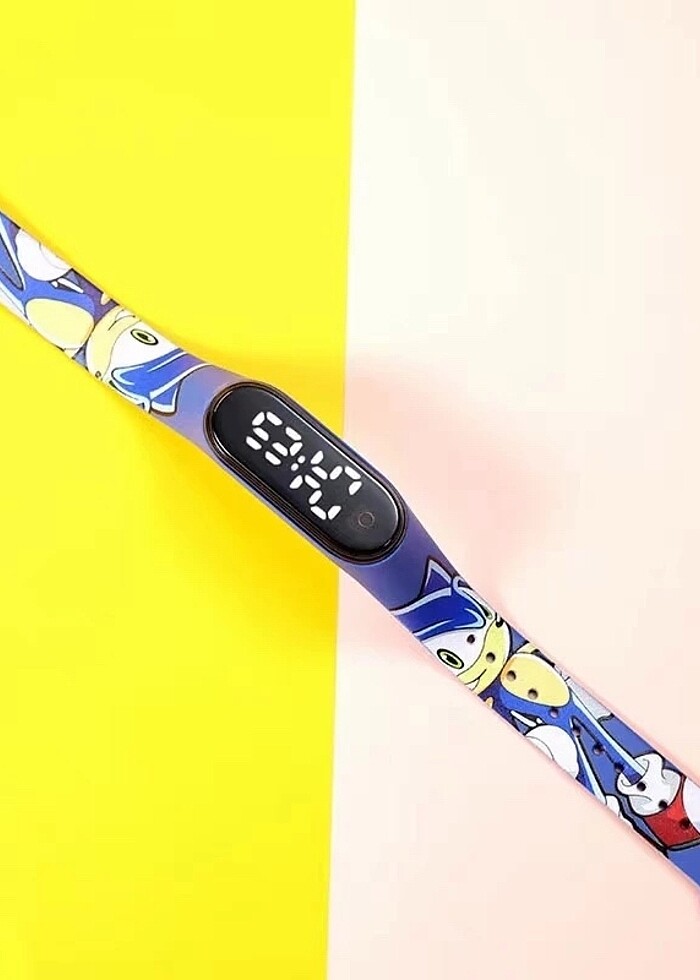 Sonic Kirpi Mavi Dijital Led Çocuk ve Yetişkin Kol Saat Doğum Gü - Görsel 2