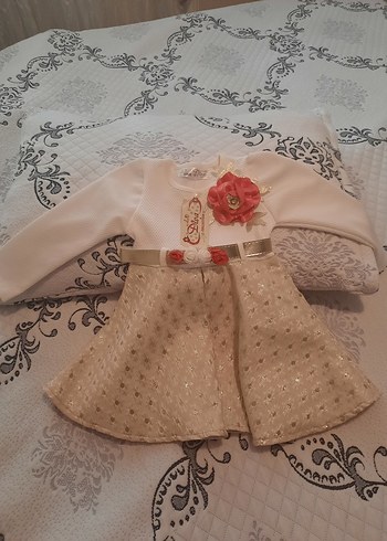 Diger Beyaz Nakışlı Kız Elbise