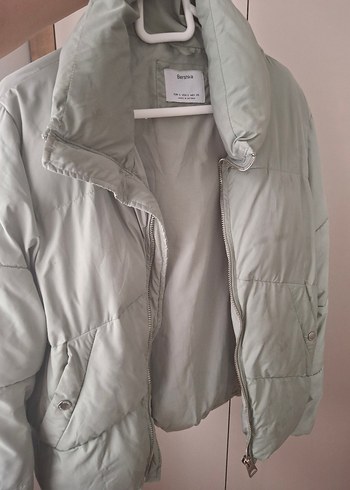 Bershka Bershka Düğmeli açık su yeşili Midi Kadın Mont