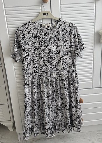 Gri Yılan Desenli Mini Bohem Elbise