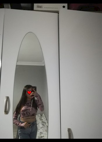 s Beden pembe Renk Pembe Bağcıklı Uzun Kollu Kısa Bluz