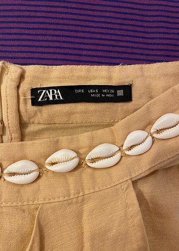 s Beden ten rengi Renk Zara-Deniz kabuğu işlemeli etek