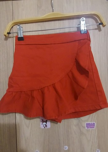 Kırmızı Mini Şort etek Fırfırlı